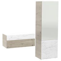 GARDEROBE 2-teilig  in 184/194/42,6 cm  - Eichefarben/Weiß, Natur, Glas/Holz (184/194/42,6cm) - Voglauer