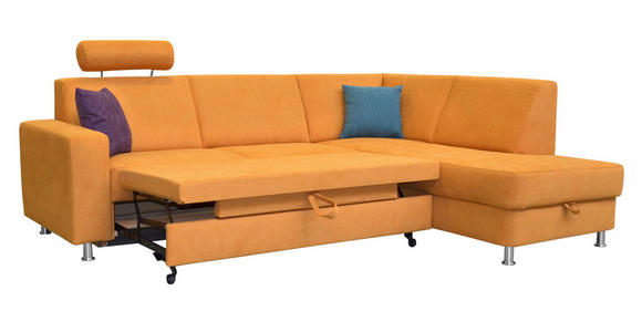 ECKSOFA in Chenille Gelb  248/198 cm  - Chromfarben/Gelb, Design, Kunststoff/Textil (248/198cm) - Xora