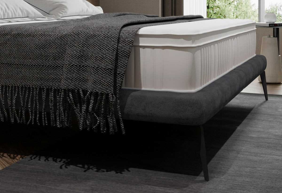 Polsterbett inkl. Matratze 180/200 cm  in Schwarz  - Weiss/Creme, Modern, Textil/Metall (180/200cm) - Livetastic