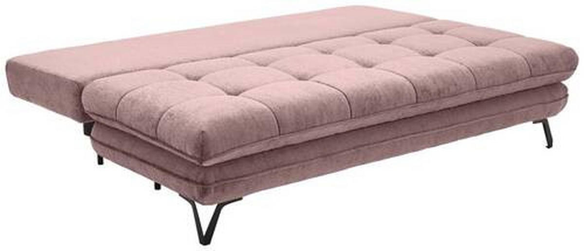 SCHLAFSOFA  mit Samt Altrosa  - Schwarz/Altrosa, Design, Textil/Metall (205/79-96/85cm) - Novel