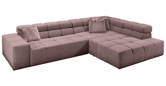 ECKSOFA Altrosa Feincord  - Schwarz/Altrosa, Design, Kunststoff/Textil (319/215cm) - Hom`in