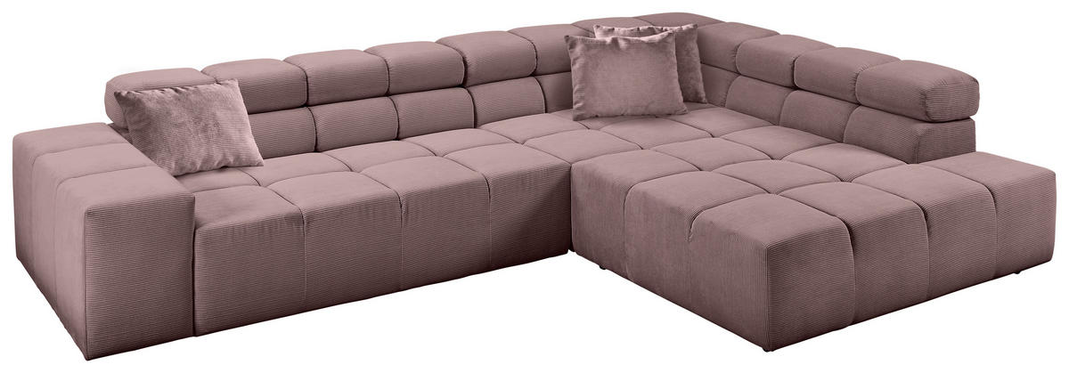 ECKSOFA Altrosa Feincord  - Schwarz/Altrosa, Design, Kunststoff/Textil (319/215cm) - Hom`in