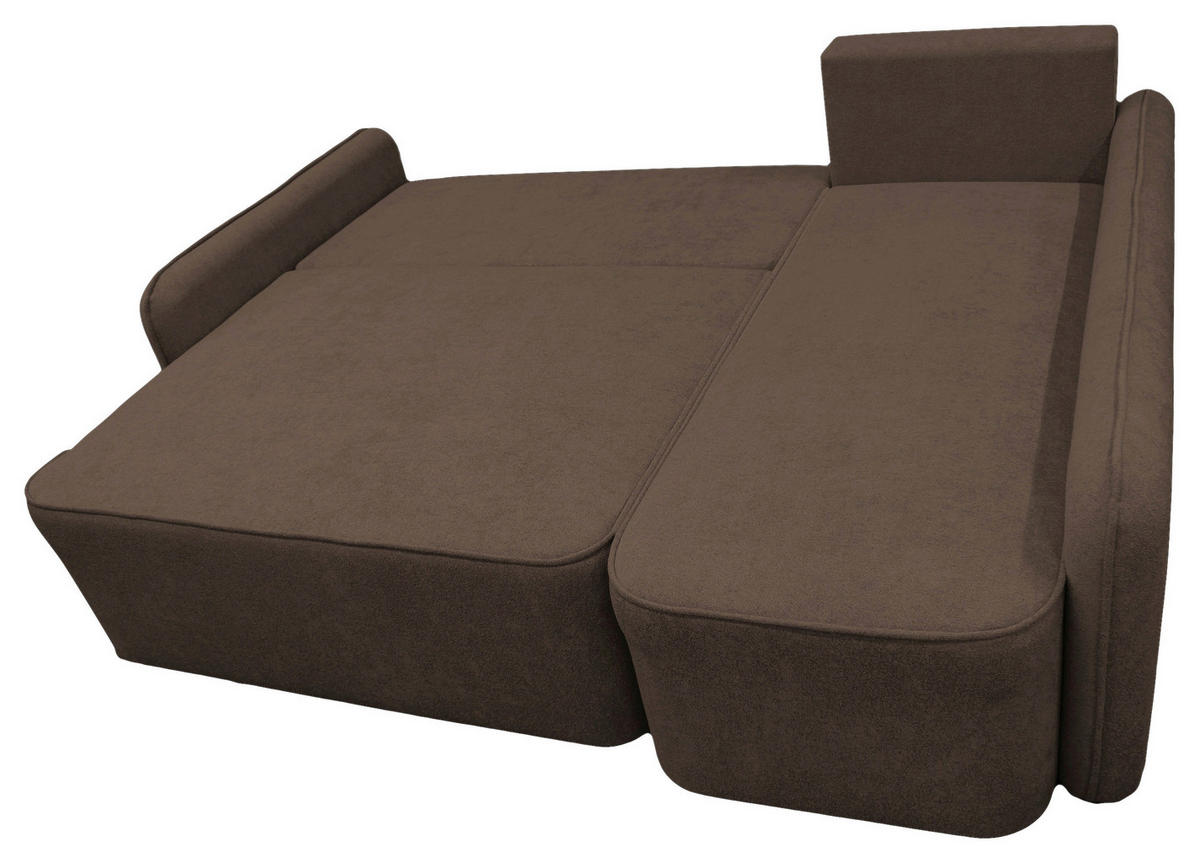 ECKSOFA Braun Struktur, Bouclé  - Schwarz/Braun, Design, Kunststoff/Textil (209/143cm) - MID.YOU