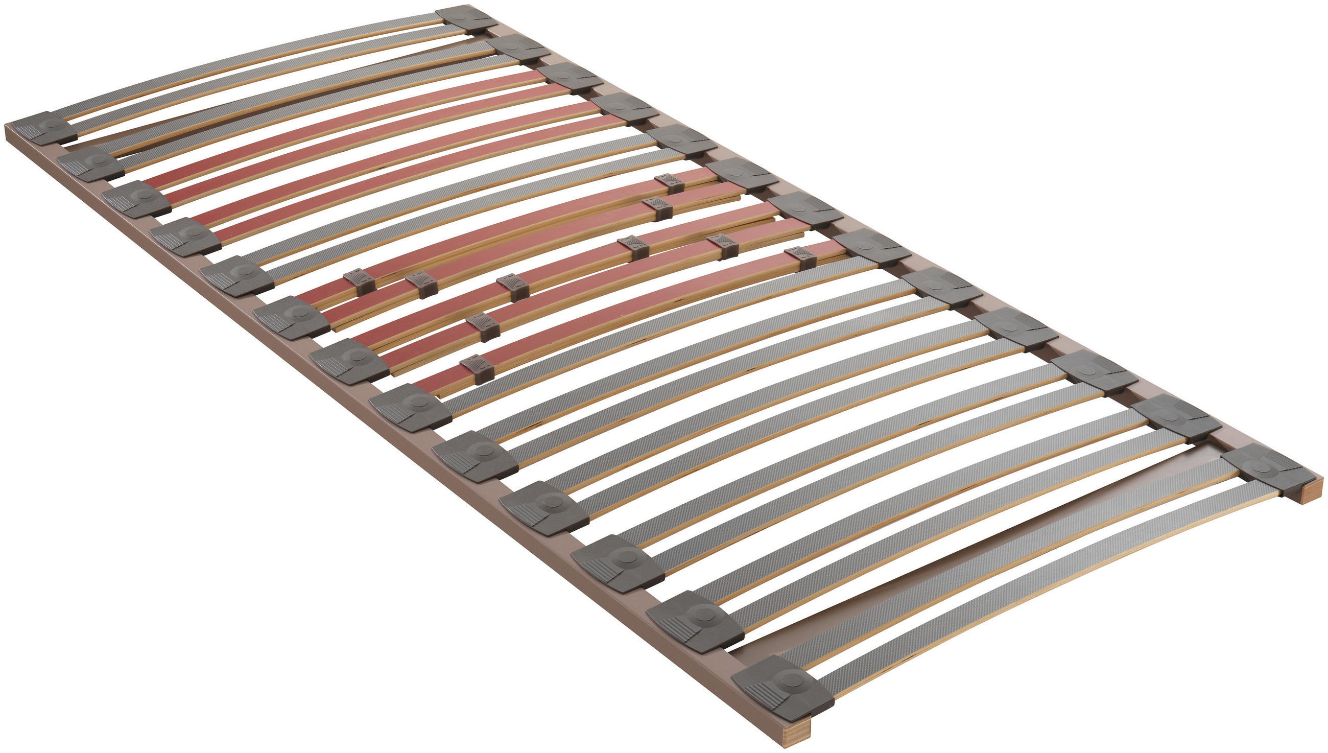 LATTENROST 90/200 cm Mittelzone verstellbar, Birke, Buche  - Weinrot/Grau, Basics, Holz (90/200cm) - Novel