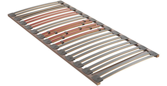 LATTENROST 90/200 cm Mittelzone verstellbar, Birke, Buche - Weinrot/Grau, Basics, Holz (90/200cm) - Novel