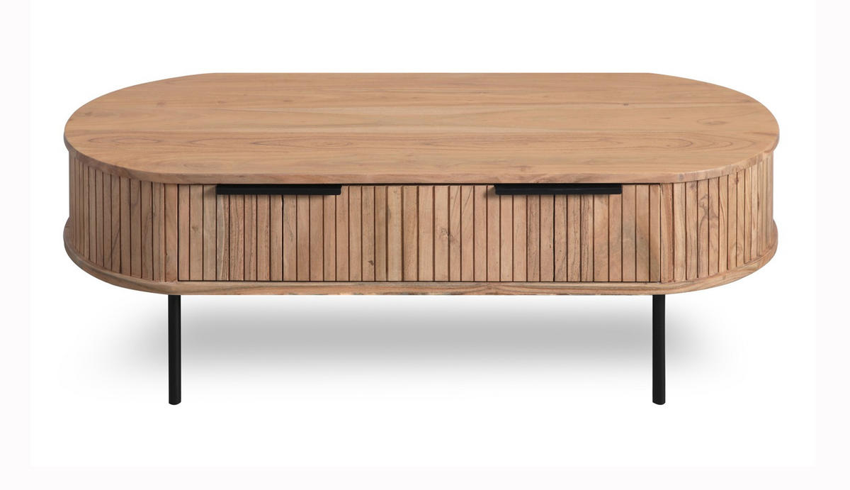 COUCHTISCH Akazie massiv Grau  - Grau, KONVENTIONELL, Holz/Metall (118/40/60cm) - Livetastic