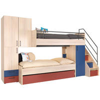 JUGENDZIMMER - Blau/Rot, Design, Holzwerkstoff (348/210/123cm) - Novel