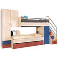 JUGENDZIMMER - Blau/Rot, Design, Holzwerkstoff (348/210/123cm) - Novel