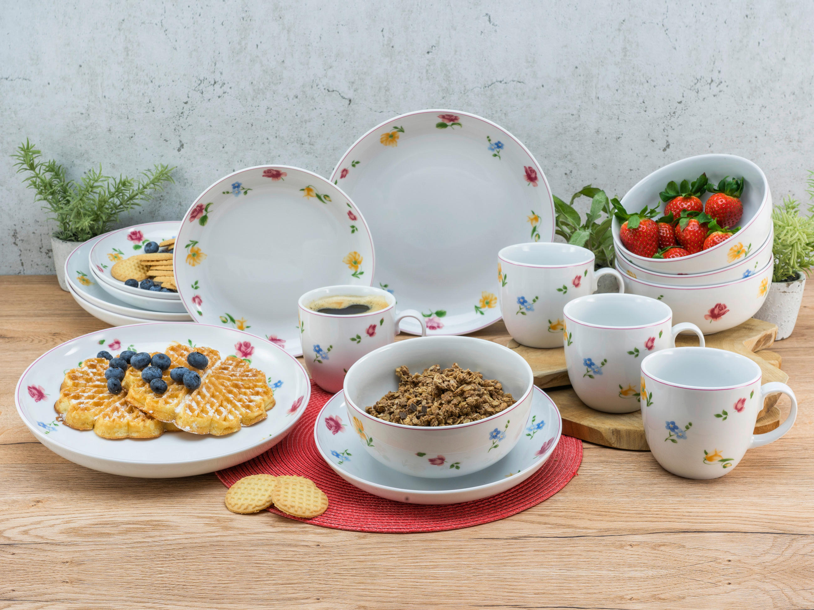 KOMBISERVICE Multicolor 10-teilig 2 Personen - Multicolor, KONVENTIONELL, Keramik (37,5/23/30,5cm) - Creatable
