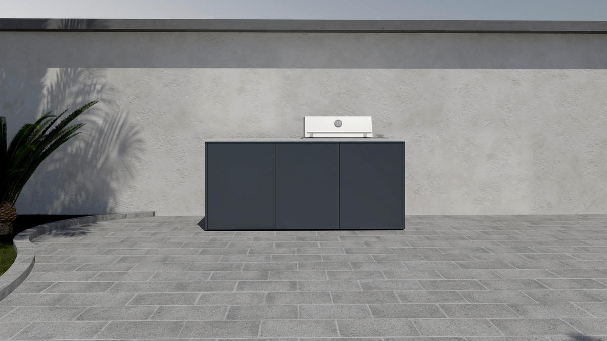 OUTDOORKÜCHE  - Sandfarben/Anthrazit, Basics, Keramik/Metall (198/117-123/63,3cm) - Dieter Knoll