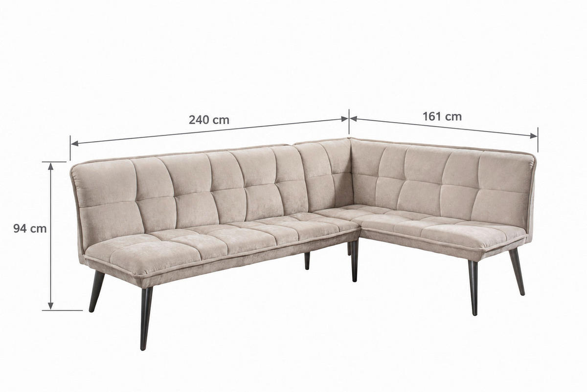 KLUPA KUTNA  bež  drvo, tekstil, drvni materijal      - bež/crna, Moderno, drvni materijal/drvo (240/161cm) - Livetastic