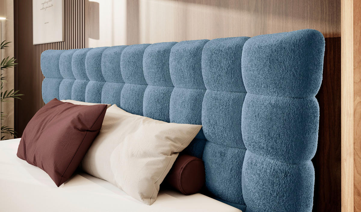 BOXSPRINGBETT 180/200 cm  in Blau  - Blau/Schwarz, Design, Holz/Holzwerkstoff (180/200cm) - Esposa