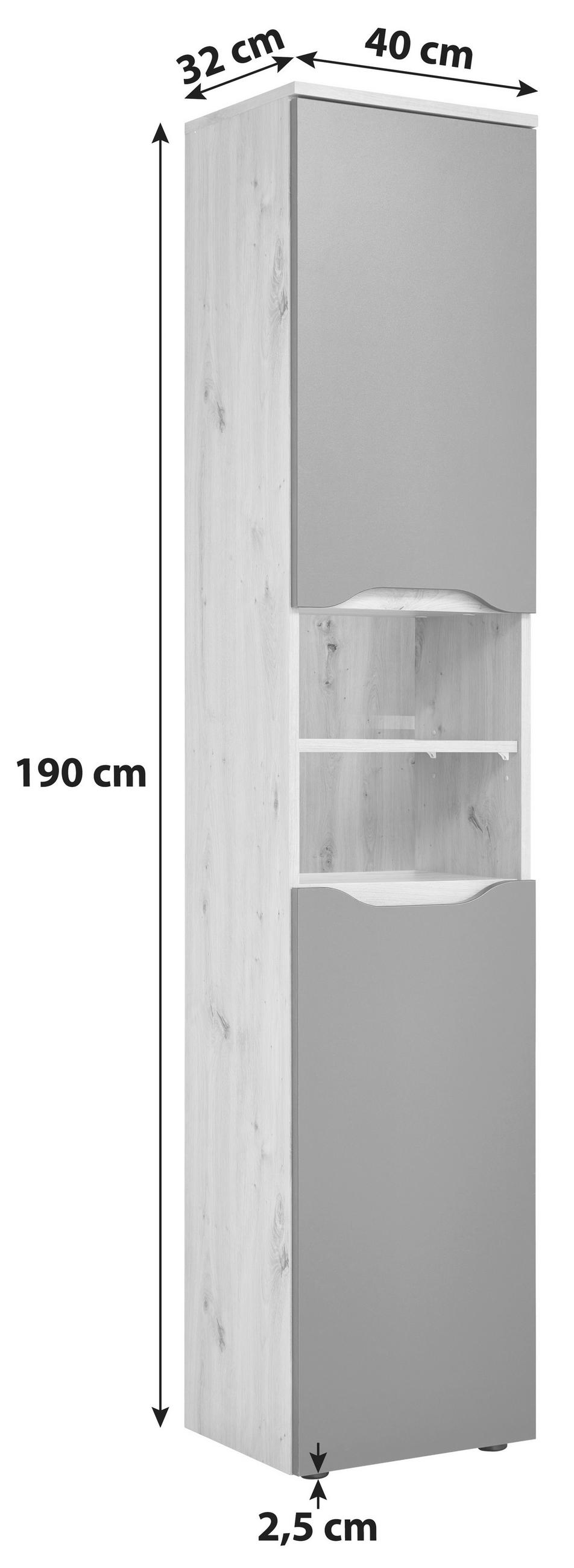 HOCHSCHRANK 40/190/32 cm  - Anthrazit/Schwarz, MODERN, Holzwerkstoff/Kunststoff (40/190/32cm) - MID.YOU