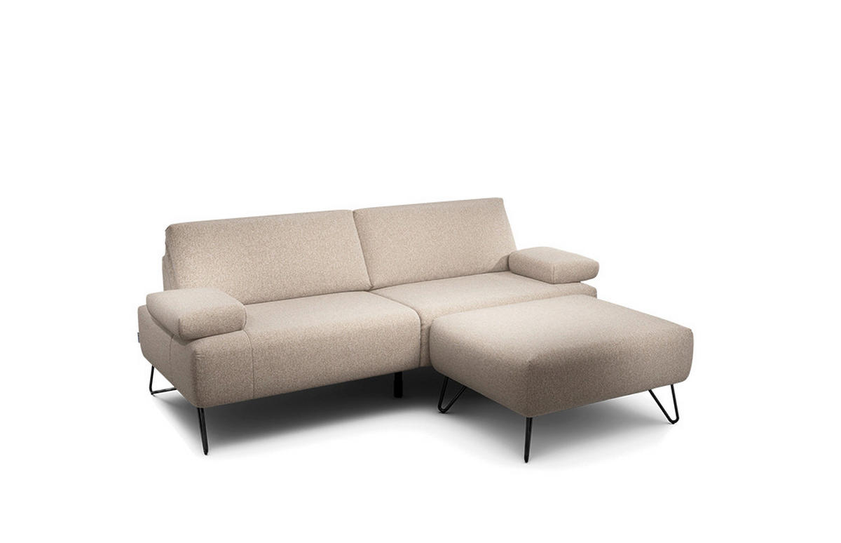 2,5-SITZER Chenille Sandfarben  - Sandfarben/Schwarz, Design, Textil/Metall (204-234/85/86-94cm) - SENSOO