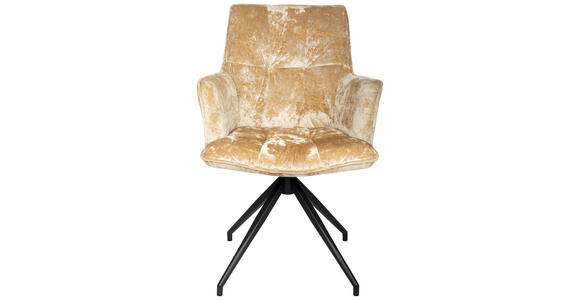 ARMLEHNSTUHL  Stoffauswahl, Sitzfläche 360° drehbar, automatische Rückholfunktion Samt  - Taupe/Schwarz, Design, Textil/Metall (59/89,5/63cm) - Novel