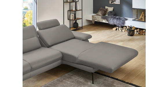 ECKSOFA in Echtleder Silberfarben 310/180 cm - Silberfarben/Schwarz, Design, Leder/Metall (310/180cm) - Dieter Knoll