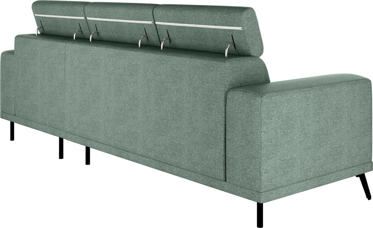 ECKSOFA Waldgrün Chenille  - Waldgrün/Schwarz, KONVENTIONELL, Textil/Metall (264/178cm) - Hom`in