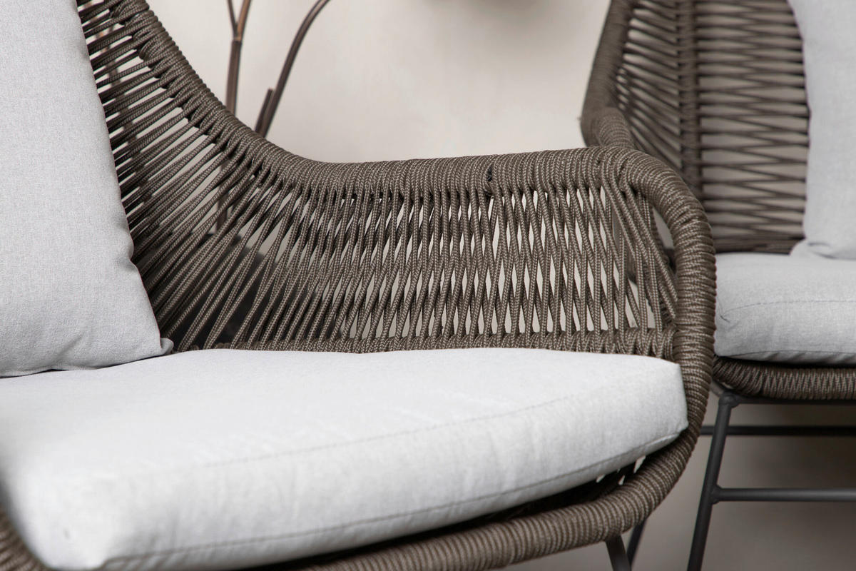 LOUNGEGARNITUR Stahl  - Schwarz/Grau, MODERN, Glas/Textil (133/73/73cm) - Gardenson