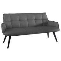 SITZBANK 160/89,5/64 cm  in Anthrazit  - Anthrazit/Schwarz, Design, Leder/Holz (160/89,5/64cm) - Novel