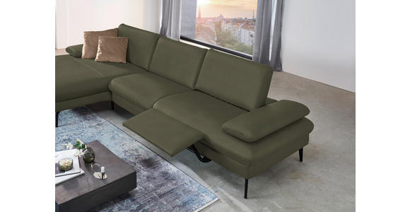 ECKSOFA in Echtleder Grau, Grün  - Schwarz/Grau, Design, Leder/Metall (157/325cm) - Dieter Knoll