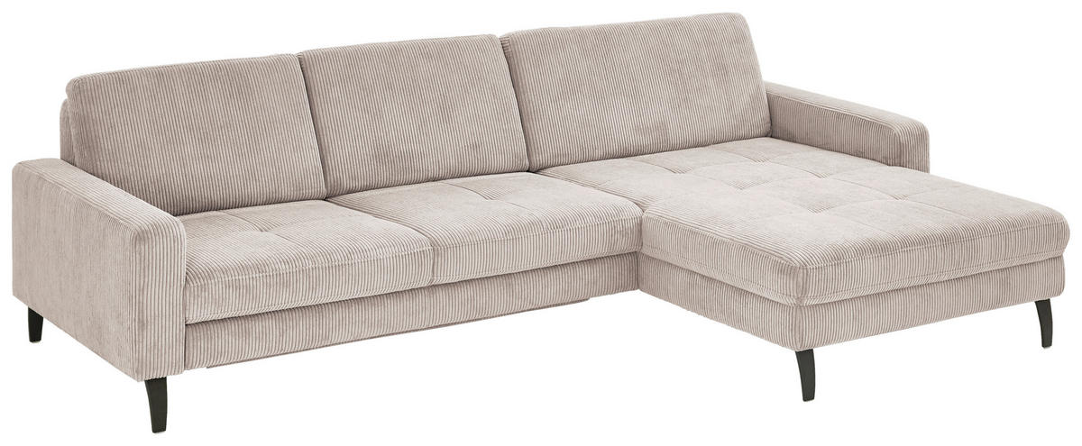 ECKSOFA in Cord Hellbraun  - Hellbraun/Schwarz, Modern, Textil/Metall (302/177cm) - Beldomo Style