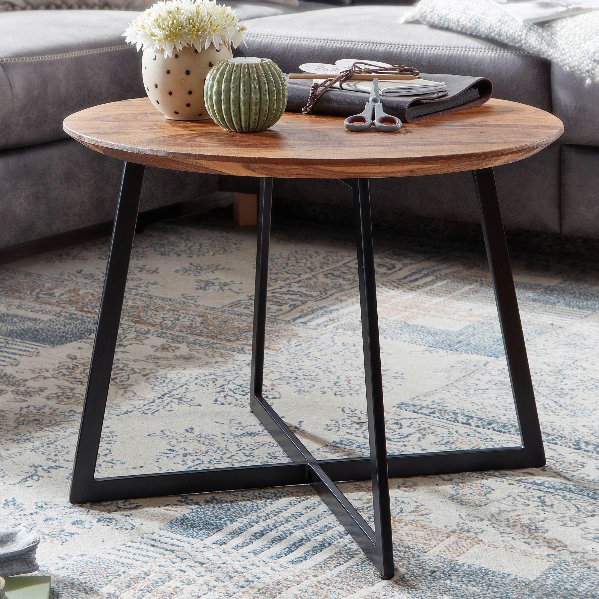 COUCHTISCH in Holz 60/60/45 cm  - Sheeshamfarben/Schwarz, MODERN, Holz/Metall (60/60/45cm) - MID.YOU