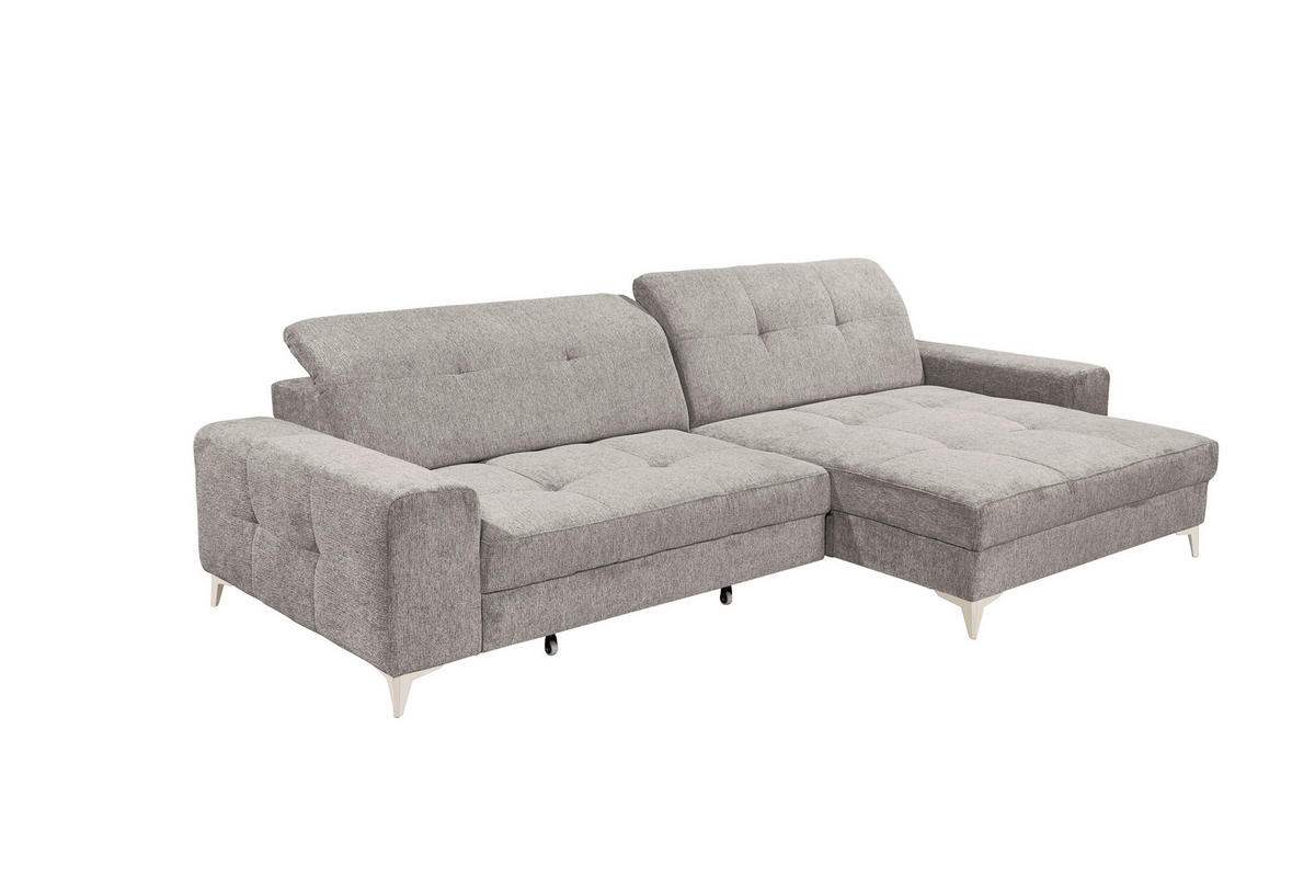 ECKSOFA SORELLA in Mikrovelours Taupe Kopfteilverstellung, Sitztiefenverstellung  328/182 cm  - Taupe/Kaschmir, Design, Kunststoff/Textil (328/182cm) - MID.YOU