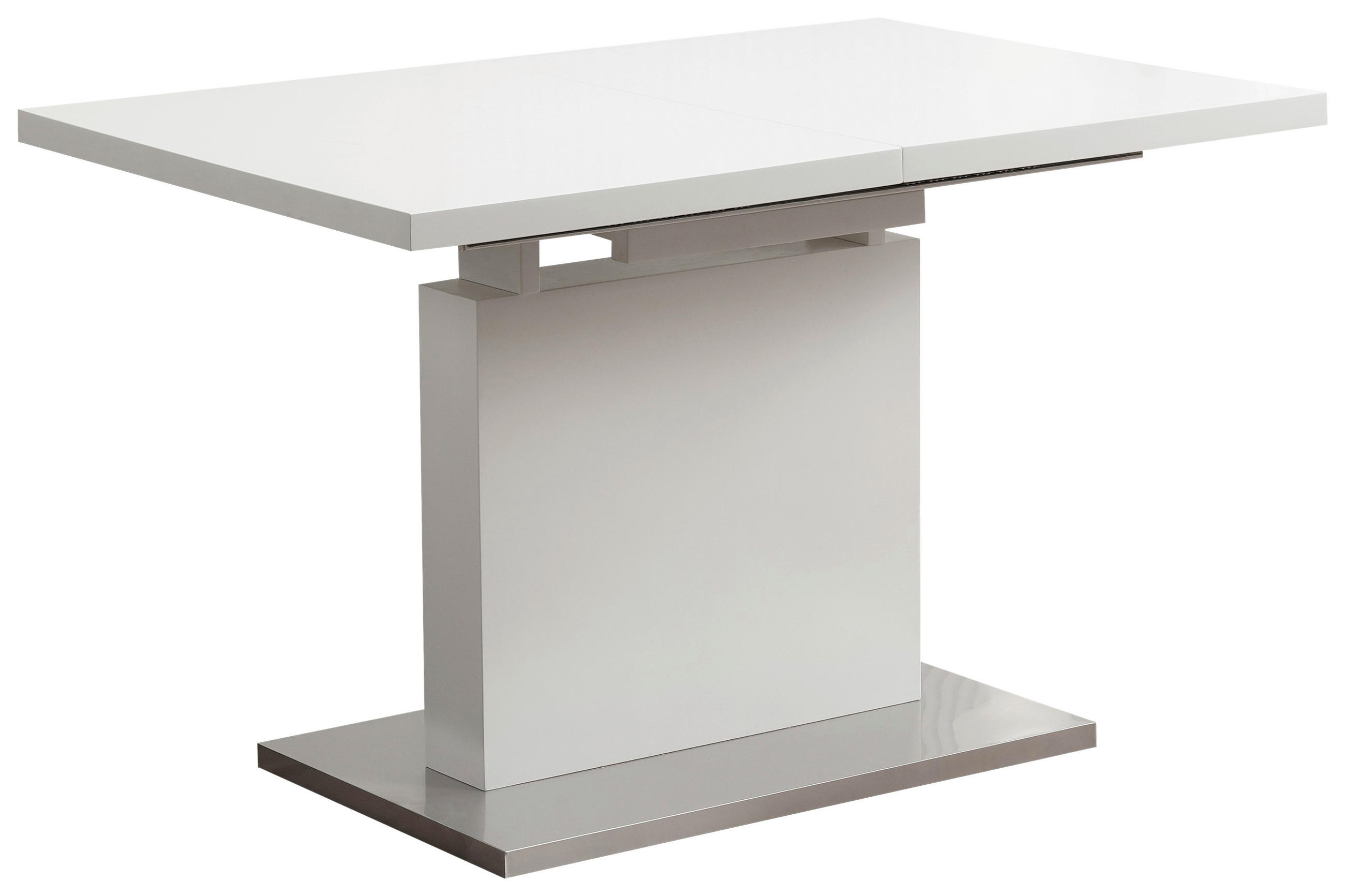 JÍDELNÍ STŮL, bílá, 120-160/80/76 cm - bílá/barvy nerez oceli, Design, kov/kompozitní dřevo (120-160/80/76cm) - Carryhome
