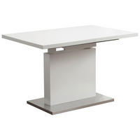 ÉTKEZŐASZTAL - nemesacélszínű/fehér, Design, faalapú anyag/fém (120-160/80/76cm) - Carryhome