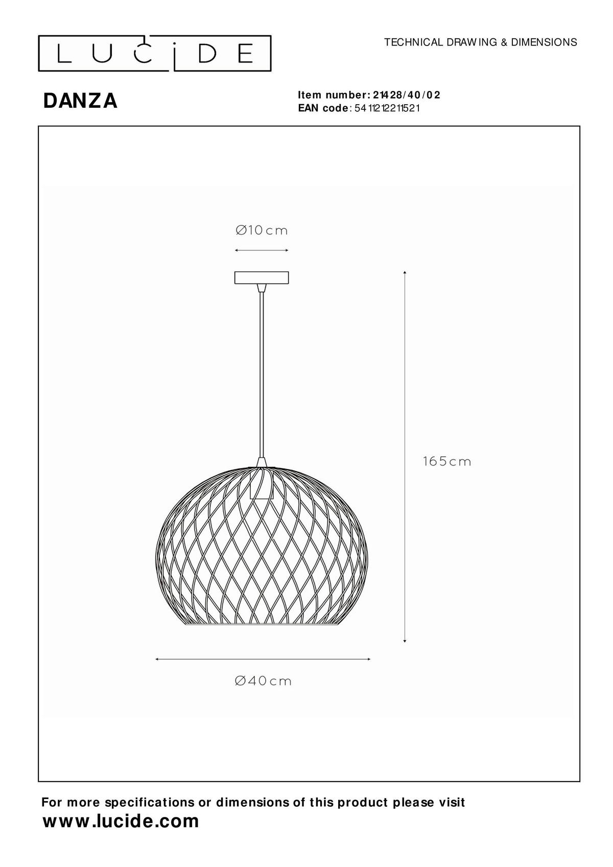 PENDELLEUCHTE 40/40/165 cm    - Design (40/40/165cm) - Lucide