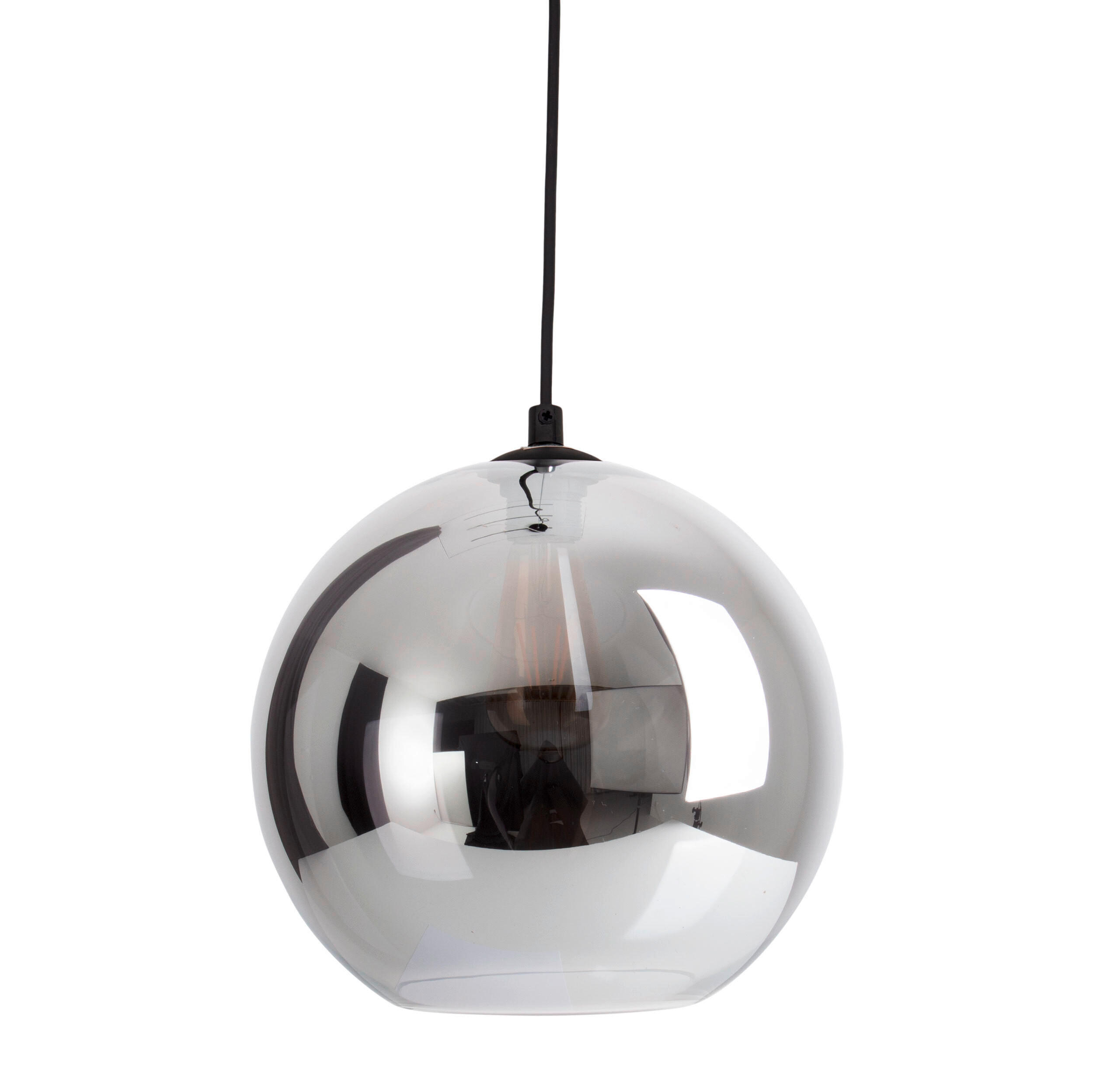 HÄNGELEUCHTE 25/125 cm  - Silberfarben/Schwarz, Design, Glas/Kunststoff (25/125cm) - Näve