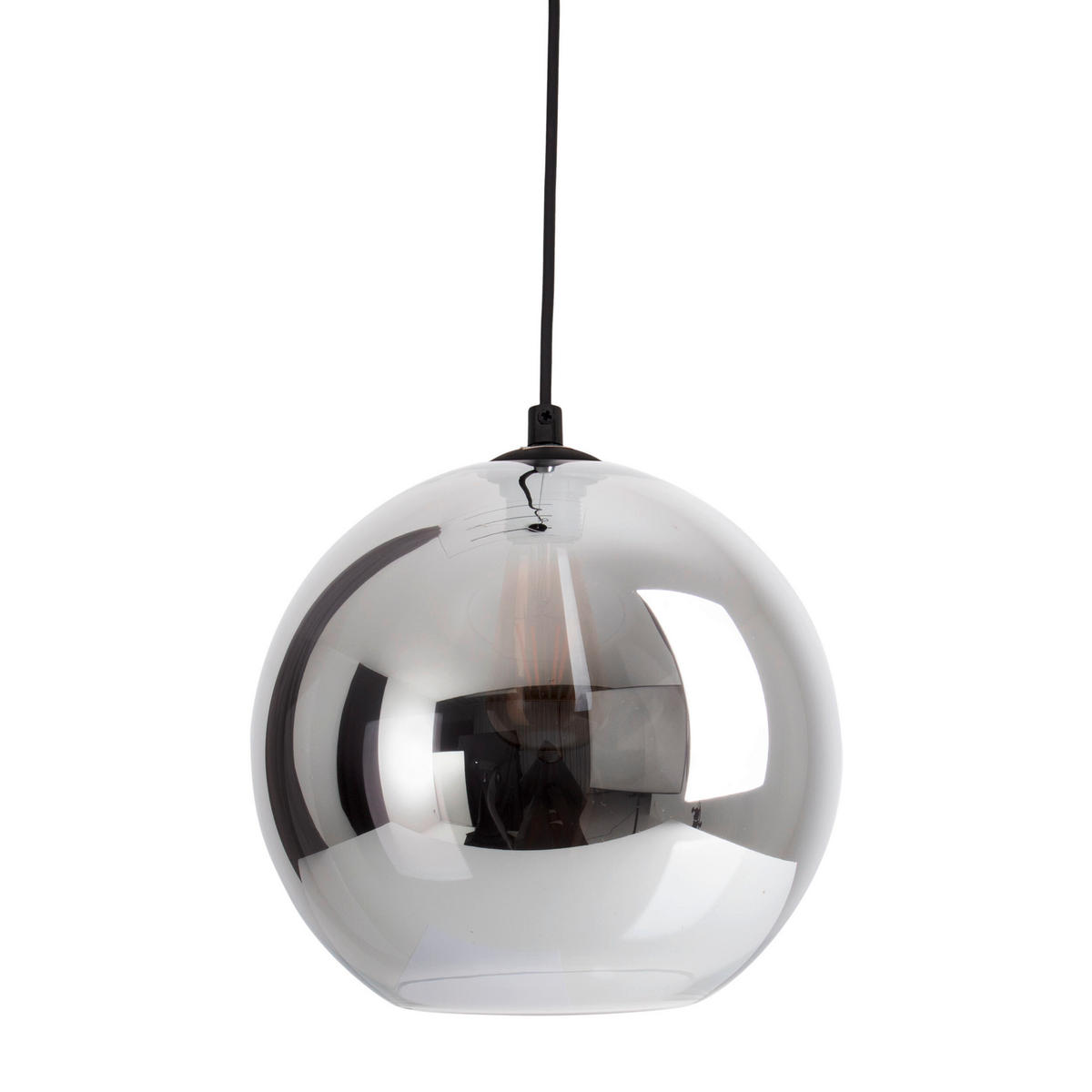 HÄNGELEUCHTE 25/125 cm   - Silberfarben/Schwarz, Design, Glas/Kunststoff (25/125cm) - Näve