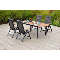 GARTENSET Akazie massiv Aluminium  - Graphitfarben/Naturfarben, MODERN, Holz/Textil - Gardenson