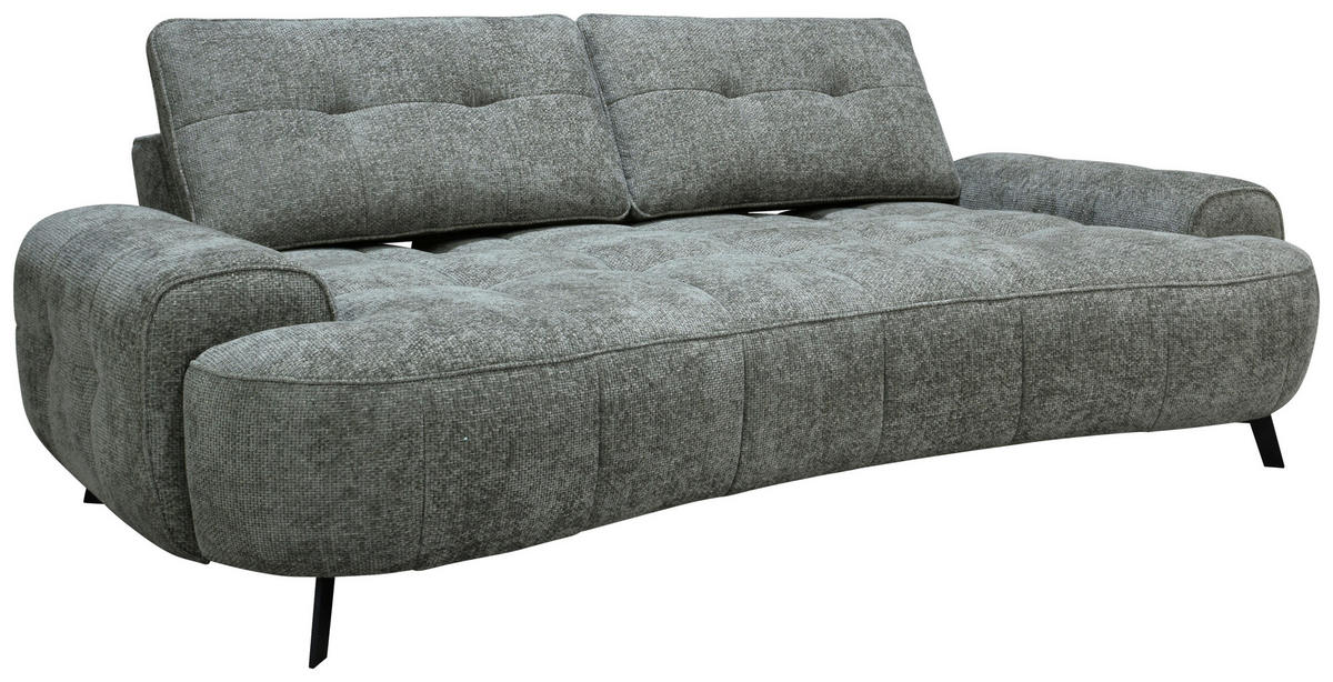 2-SITZER-SOFA Chenille Grau  - Schwarz/Grau, Design, Kunststoff/Textil (230/84/104/111/122cm) - Livetastic
