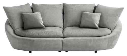 GRAND CANAPÉ in Chenille Grau, Hellgrau  - Hellgrau/Schwarz, Modern, Kunststoff/Textil (237/87/131cm) - Trendmanufaktur