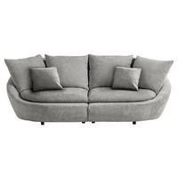 BIGSOFA in Chenille Grau, Hellgrau  - Hellgrau/Schwarz, Modern, Kunststoff/Textil (280/87/131cm) - Trendmanufaktur