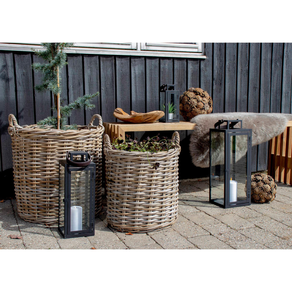 KORBSET 2-teilig  - Braun, Basics, Holz/Kunststoff