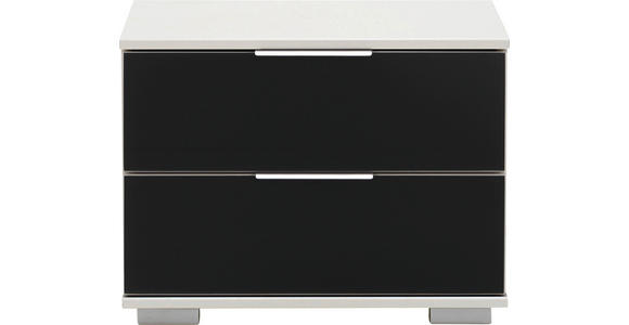 NACHTKÄSTCHEN 52/40/38 cm  in Schwarz, Weiß  - Alufarben/Schwarz, Design, Glas/Holzwerkstoff (52/40/38cm) - Carryhome