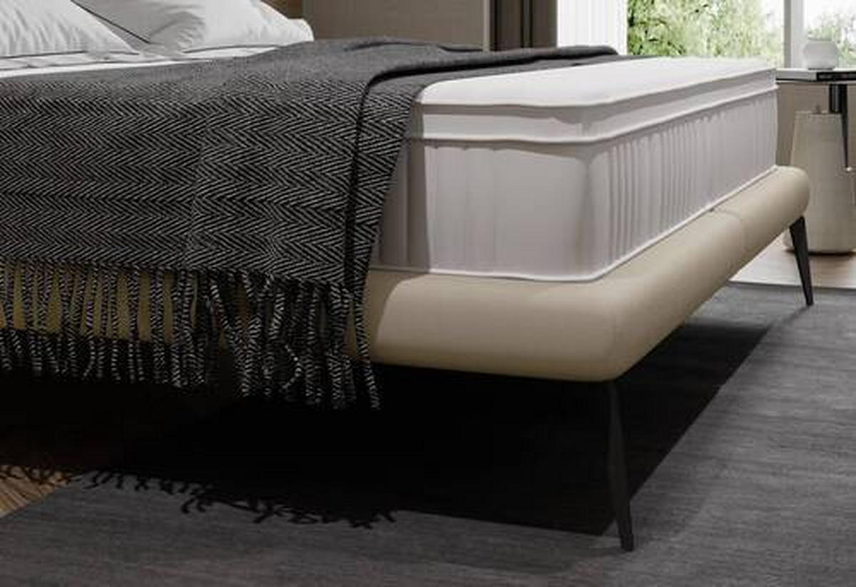 STOPPAD SÄNG 180/200 cm  i beige  - vit/beige, Modern, metall/textil (180/200cm) - Johann Jakob