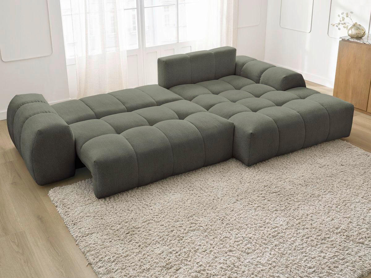 ECKSCHLAFSOFA EVEREST  mit Rücken echt, Armteil links, Armteil rechts Flachgewebe Grün  - Schwarz/Grün, MODERN, Kunststoff/Textil (318/180cm) - Livetastic