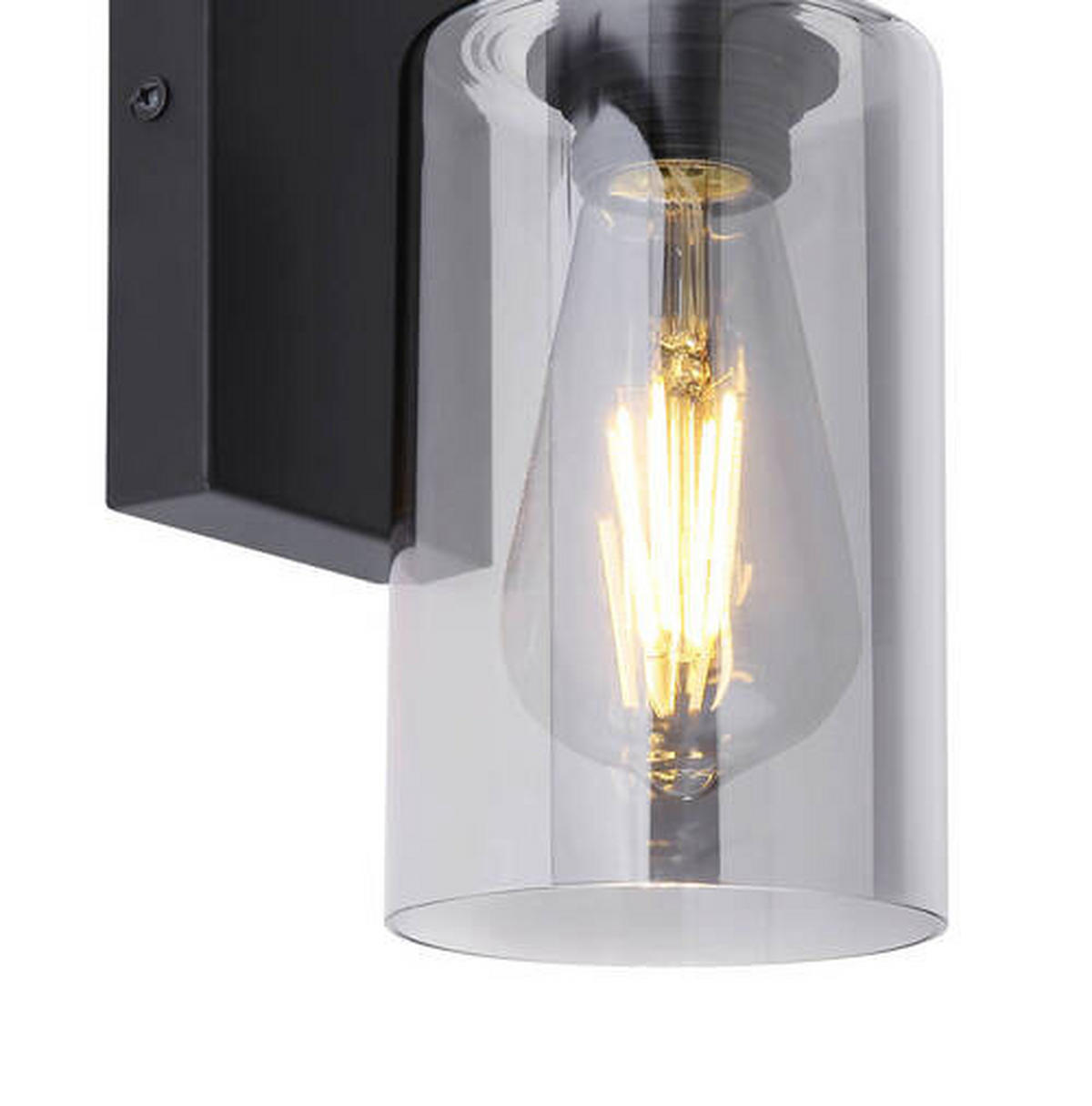 STENSKA SVETILKA  Hadera ///230 V/E27 - siva/črna, Design, kovina/steklo (10/15/23cm) - Globo