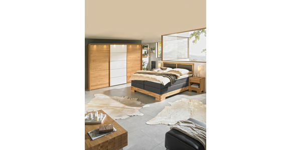 BOXSPRINGBETT 180/200 cm  in Braun, Eichefarben  - Eichefarben/Braun, Design, Holz/Textil (180/200cm) - Linea Natura