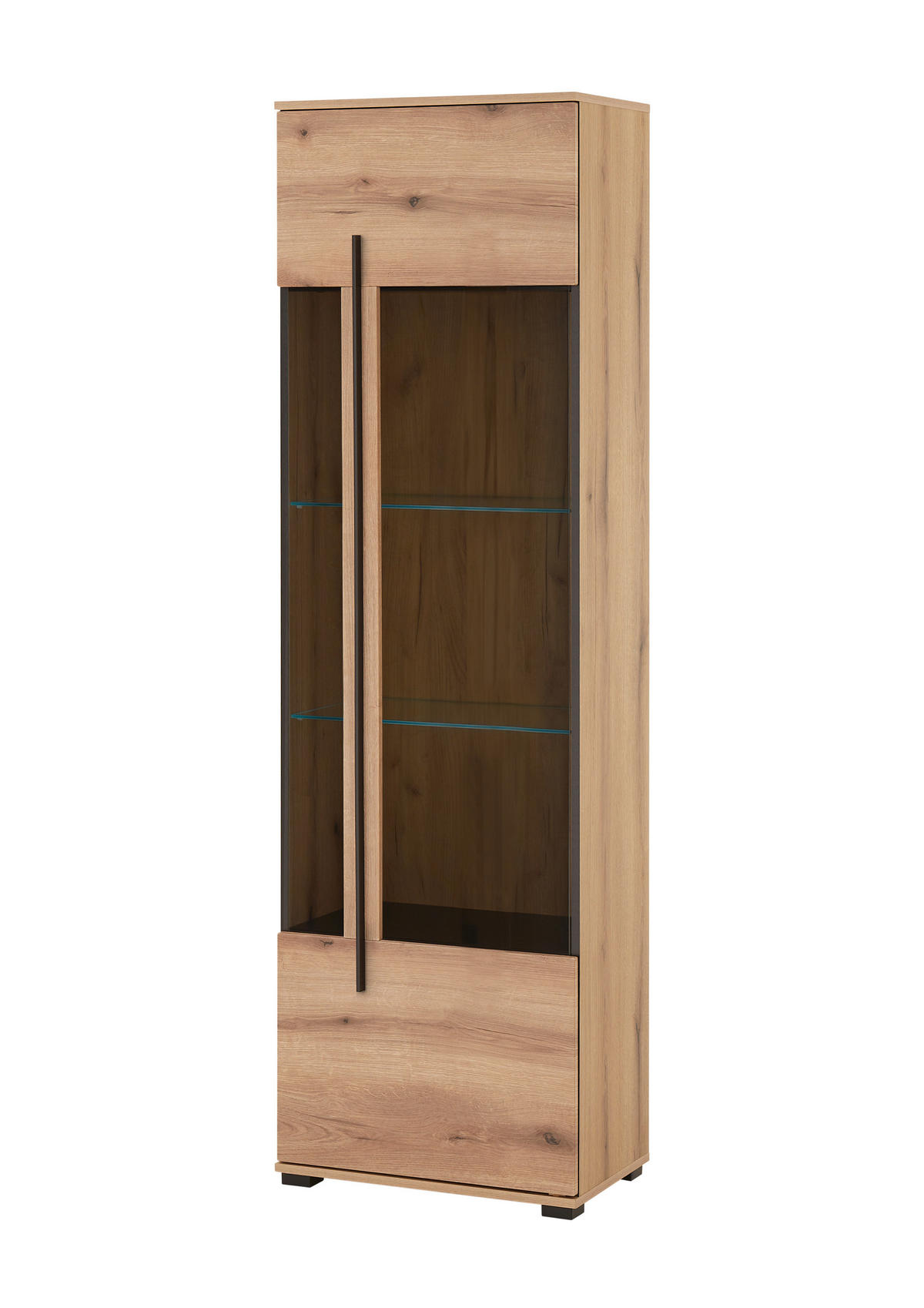 VITRINE  in Eichefarben  - Eichefarben/Schwarz, Design, Glas/Holzwerkstoff (60/200/37cm) - Livetastic