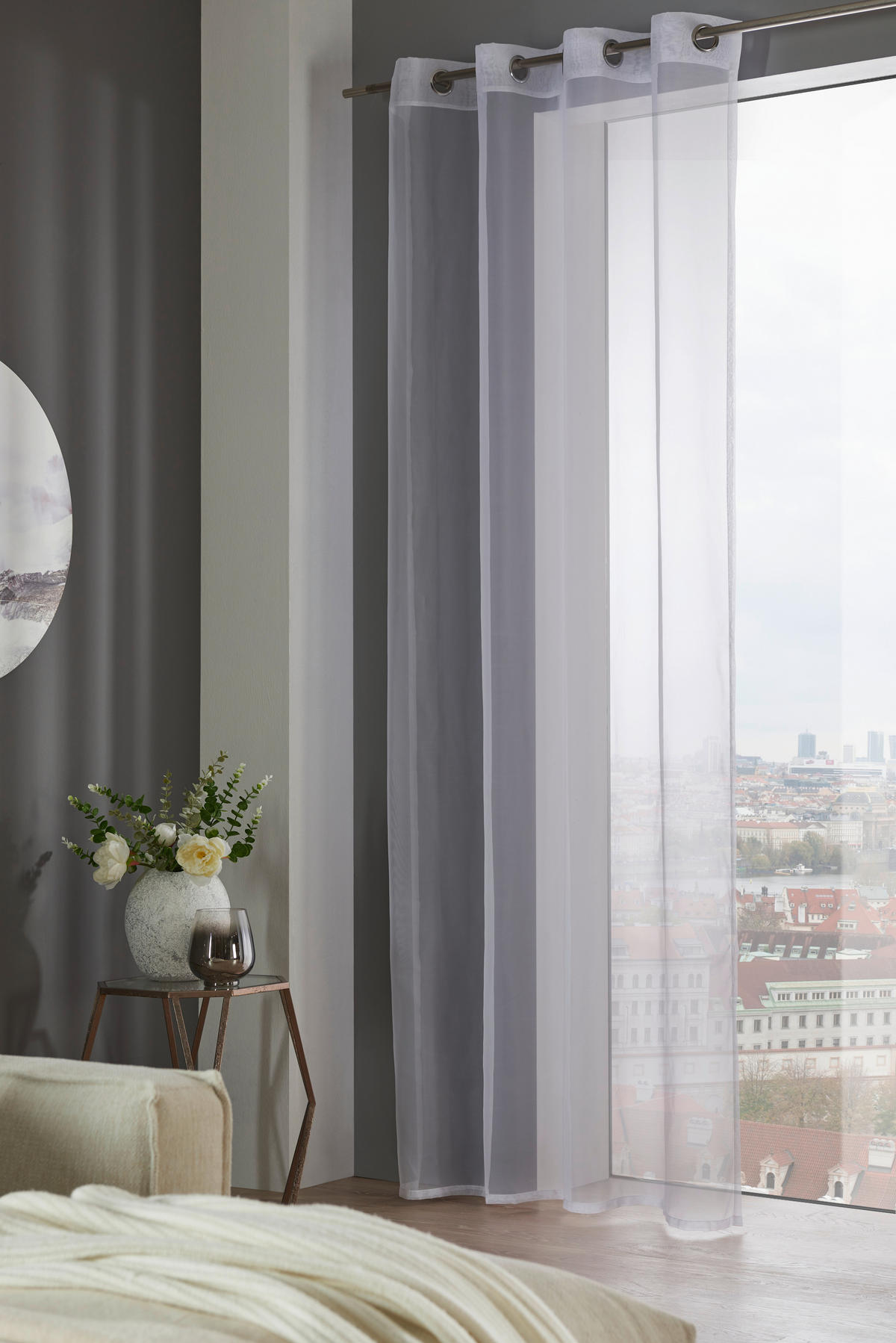 ZÁVĚS S OČKY, průhledné, 140/245 cm - bílá, Basics, textil (140/245cm) - Boxxx