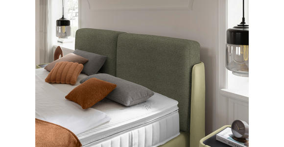 BOXSPRINGBETT 180/200 cm  in Hellgrün, Greige  - Greige/Schwarz, Design, Textil/Metall (180/200cm) - Johann Jakob