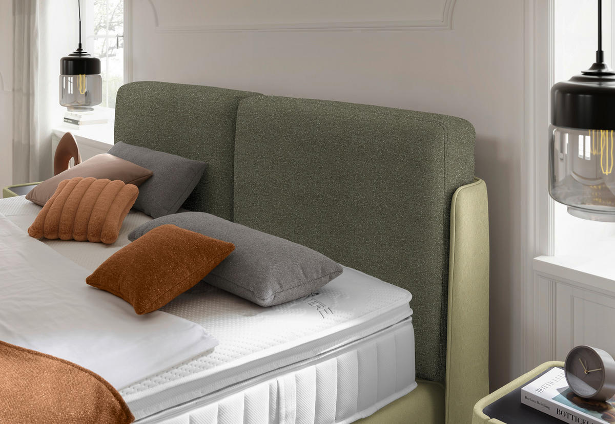 BOXSPRINGBETT 160/200 cm  in Hellgrün, Greige  - Greige/Schwarz, Design, Textil/Metall (160/200cm) - Johann Jakob