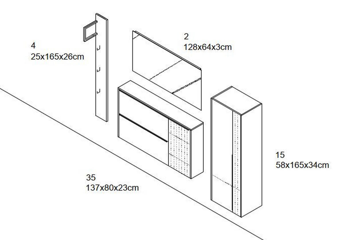 GARDEROBENSCHRANK  in 58/165/34 cm  - Graublau/Anthrazit, Design, Glas/Holzwerkstoff (58/165/34cm) - Dieter Knoll