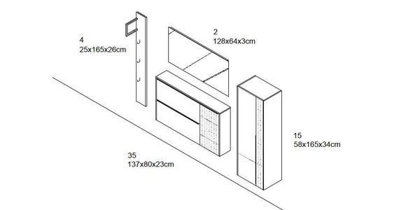 GARDEROBENSCHRANK 58/165/34 cm  - Anthrazit/Schwarz, Design, Glas/Holzwerkstoff (58/165/34cm) - Dieter Knoll