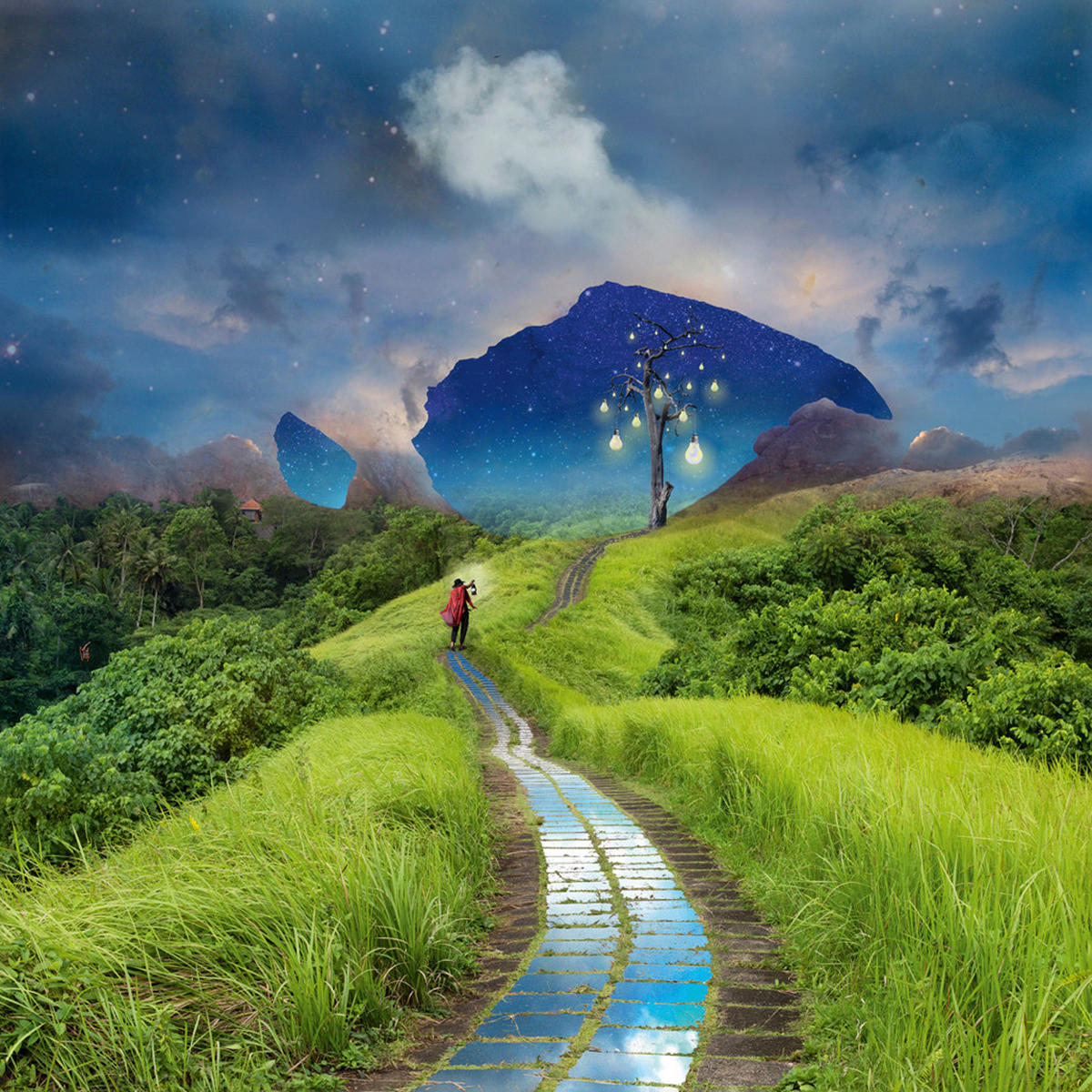 KUNSTDRUCK 14/14 cm  - Blau/Grün, Basics, Papier (14/14cm) - Monee