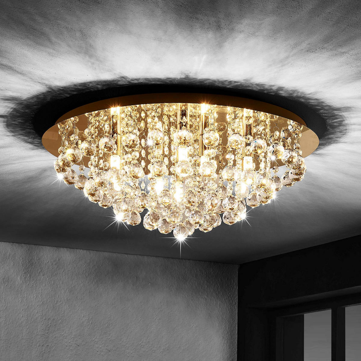 DECKENLEUCHTE Eastbourne 55/22 cm   - Goldfarben, KONVENTIONELL, Glas/Metall (55/22cm) - Novel